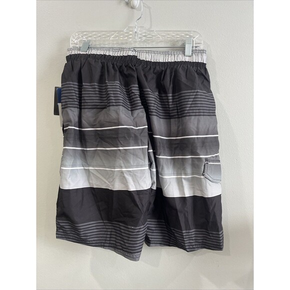 Kanu Surf Swim Trunks Mens Size: M Mesh Lining Black Gray Striped NEW‎ - Picture 5 of 5